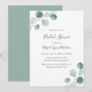 Simple Elegant Greenery Eucalyptus Bridal Shower Invitation