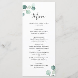 Simple Elegant Greenery Eucalyptus Wedding Menu