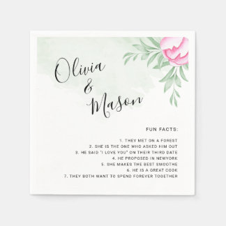 Simple Elegant Greenery Rose Minimal Gold Wedding Napkin