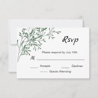 Simple Elegant Greenery RSVP Card