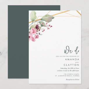Simple Elegant Greenery Wedding Invitation