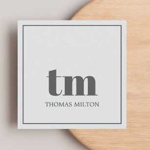 Simple Elegant Grey Bold Monogram Consultant Square Business Card
