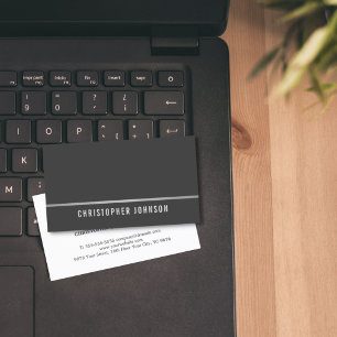 Simple Elegant Grey Faux Silver Line Consultant Business Card