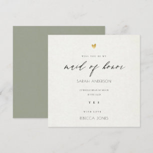 SIMPLE ELEGANT GREY GOLD TYPOGRAPHY maid of honour Invitation