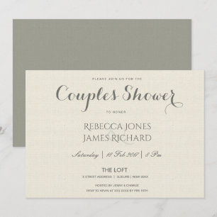 SIMPLE ELEGANT GREY TYPOGRAPHY COUPLES SHOWER INVITATION
