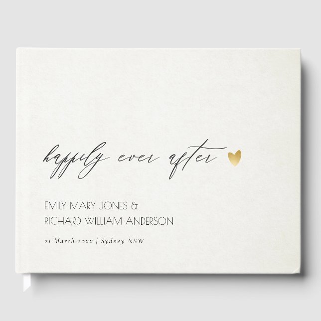 SIMPLE ELEGANT GREY TYPOGRAPHY HAPPILY EVER AFTER GUEST BOOK (Front)