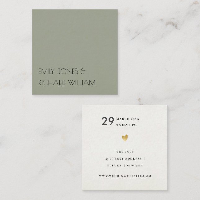 SIMPLE ELEGANT  GREY TYPOGRAPHY WEDDING SQUARE BUSINESS CARD (Front/Back)
