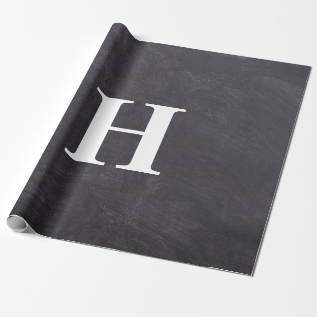 Simple Elegant Grey White Monogram Simple Wrapping Paper (Unrolled)