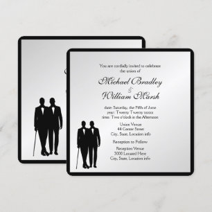 Simple Elegant Groom and Groom Gay Silver Wedding Invitation