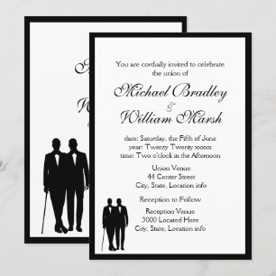 Simple Elegant Groom and Groom Gay Wedding Invitation