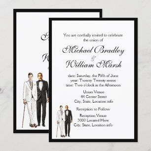 Simple Elegant Groom and Groom Gay Wedding Invitation