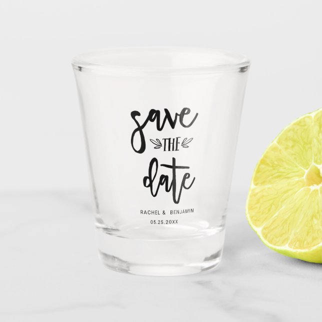 Simple Elegant Hand Lettering Calligraphy Modern Shot Glass (Front)