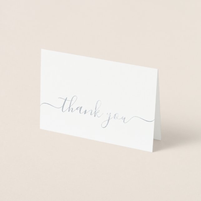 Simple Elegant Handwriting Minimalist Silver Swash Foil Card (Front)