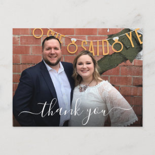 Simple Elegant Handwritten Script Photo Thank You Postcard