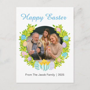 Simple Elegant Happy Easter family one photo Holiday Postcard