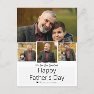 Simple Elegant Happy Fathers Day Grandpa 4 Photo Holiday Postcard