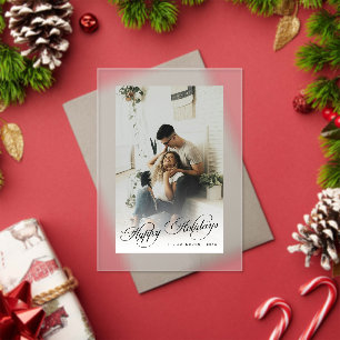 Simple Elegant Happy Holidays Photo Christmas Card Acrylic Invitations