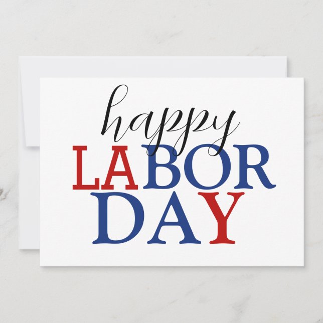 Simple Elegant Happy Labour Day Red White Blue (Front)