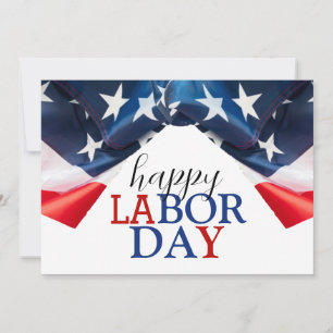 Simple Elegant Happy Labour Day Red White Blue Holiday Card