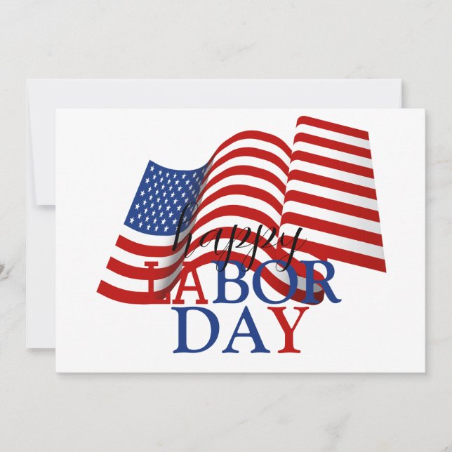 Simple Elegant Happy Labour Day Red White Blue Holiday Card (Front)