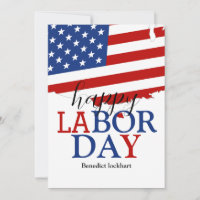 Simple Elegant Happy Labour Day Red White Blue
