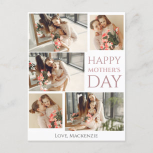 Simple Elegant Happy mothers Day Five photo Holiday Postcard