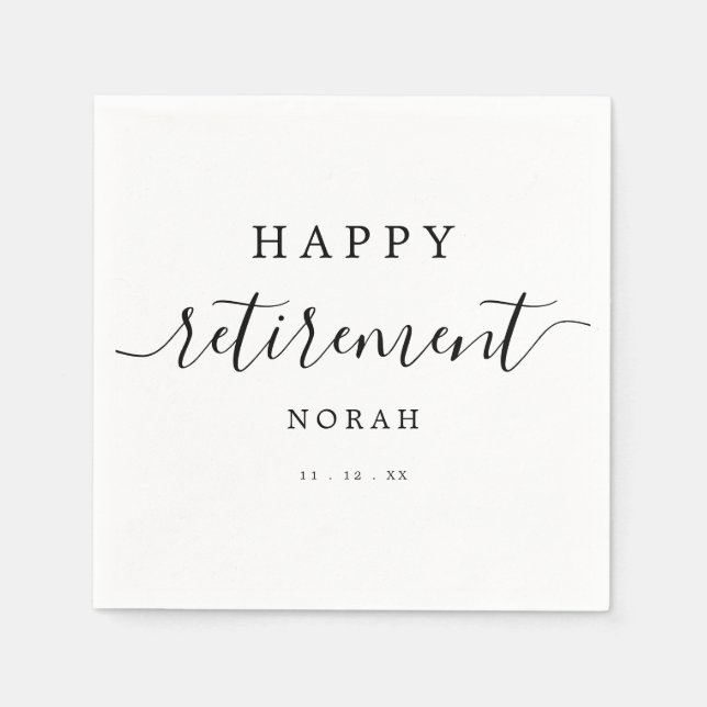 Simple Elegant Happy Retirement Calligraphy Script Napkin (Front)