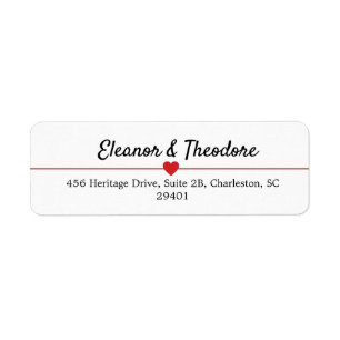 Simple Elegant Heart Line Wedding Labels