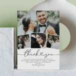 Simple Elegant Heart Wedding Photo Thank You Card<br><div class="desc">Minimalist wedding thank you cards to send our to your wedding guests to show your appreciation of them helping you celebrate your wonderful day. Featuring 4 wedding photos,  the title "thank you" in a elegant heart scripted font,  and a personalized thank you note.</div>