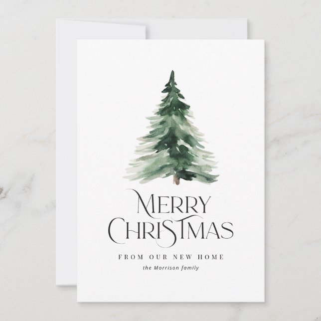 simple elegant holiday moving announcement card (Front)