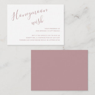 Simple Elegant Honeymoon Wish Dusty Rose Wedding Enclosure Card