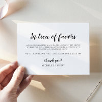 Simple Elegant In Lieu of Favours Card