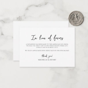Simple Elegant In Lieu of Favours Card