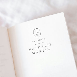 Simple Elegant Initials Ex Libris Monogram Book  Rubber Stamp