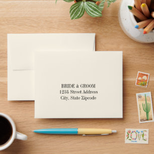 Simple Elegant Ivory and Black Wedding Envelopes
