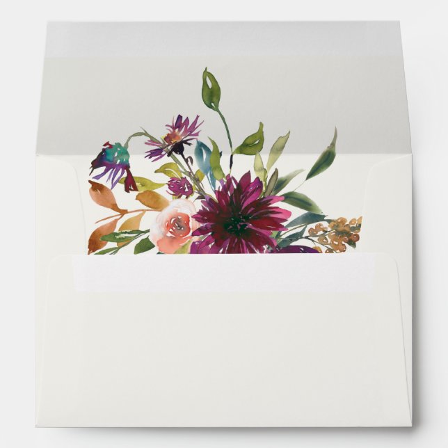 Simple Elegant Ivory Burgundy Floral Envelope (Back (Bottom))