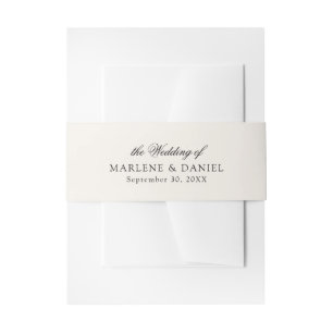 Simple Elegant Ivory Cream Off White Formal Event Invitation Belly Band