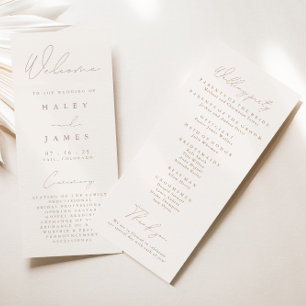 Simple Elegant Ivory & Taupe Wedding Program
