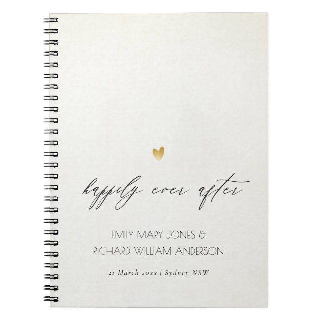 SIMPLE ELEGANT IVORY TYPOGRAPHY HAPPILY EVER AFTER NOTEBOOK (Front)