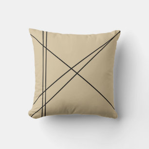 Simple Elegant Japandi Black and Tan Throw Pillow
