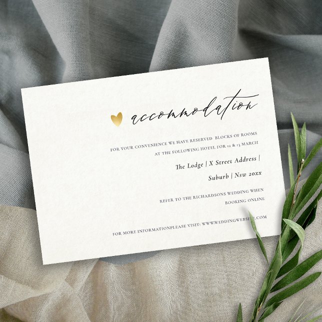 SIMPLE ELEGANT KRAFT GOLD TYPOGRAPHY ACCOMMODATION ENCLOSURE CARD (Creator Uploaded)