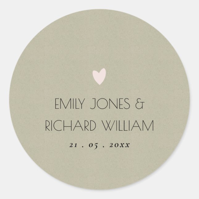 SIMPLE ELEGANT KRAFT TYPOGRAPHY TEXT ONLY CLASSIC ROUND STICKER (Front)