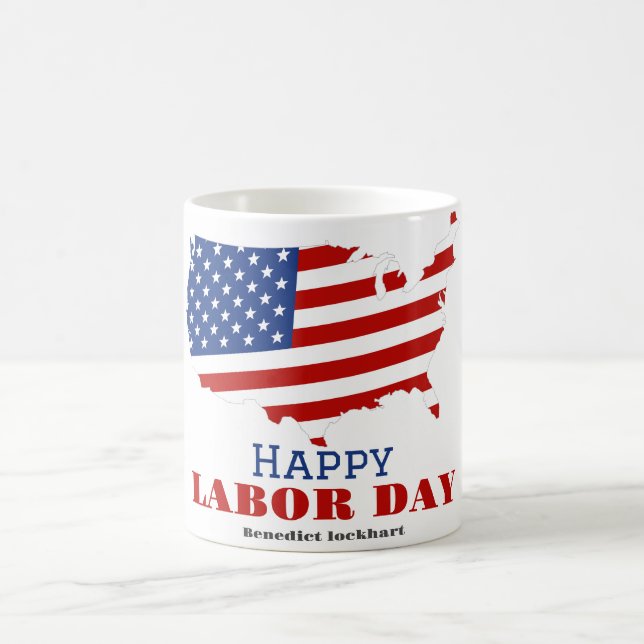 Simple Elegant Labour Day with USA flag Coffee Mug (Center)
