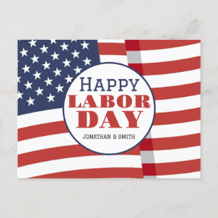 Simple Elegant Labour Day with USA flag Postcard