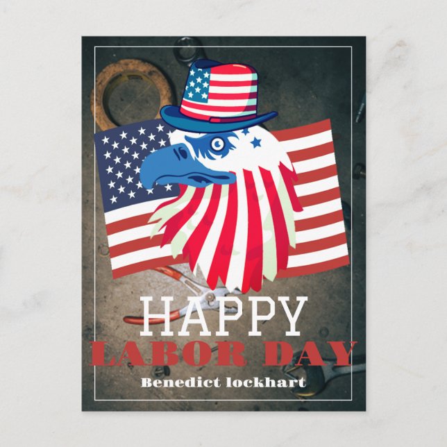 Simple Elegant Labour Day with USA flag Postcard (Front)