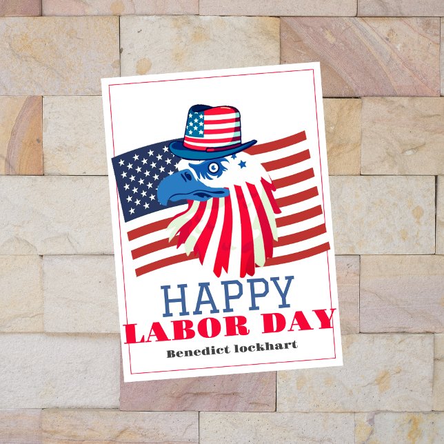 Simple Elegant Labour Day with USA flag T-Shirt Thank You Card (Creator Uploaded)
