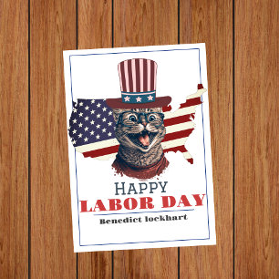 Simple Elegant Labour Day with USA flag Thank You