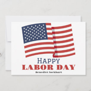 Simple Elegant Labour Day with USA flag Thank You Card