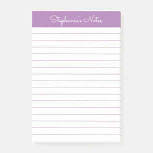 Simple Elegant Lavender Chic Lined Personalized Post-it Notes