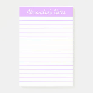 Simple Elegant Lavender Lined Personalized Post-it Notes